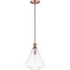 Abbott 1 Light 13 inch Weathered Oak/Antique Brass Single Pendant Ceiling Light