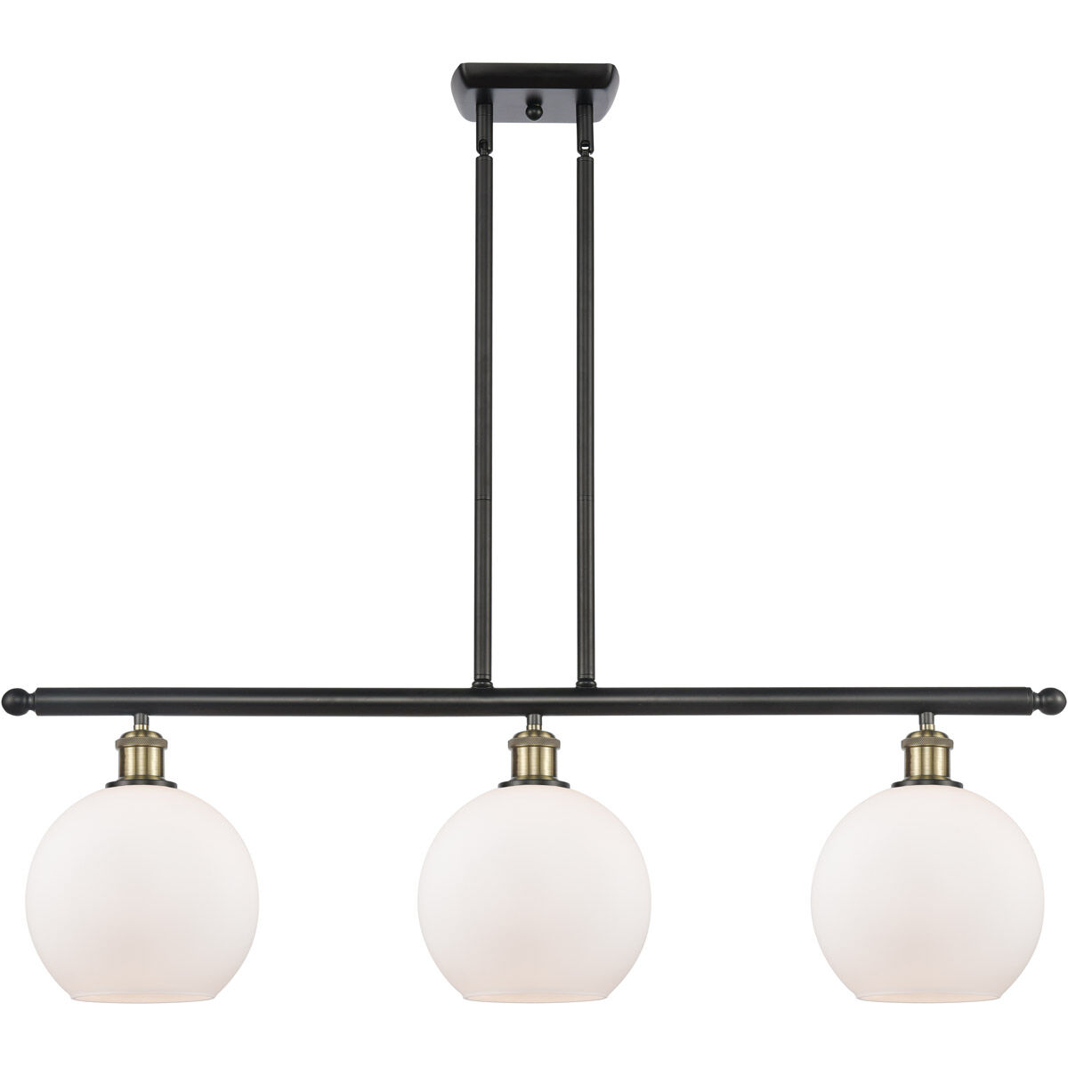 Ballston Athens LED 36 inch Black Antique Brass Island Light Ceiling Light in Matte White Glass, Ballston