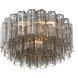 Addis 7 Light 22.25 inch Polished Chrome Flush Ceiling Light in Tronchi Glass Smoke