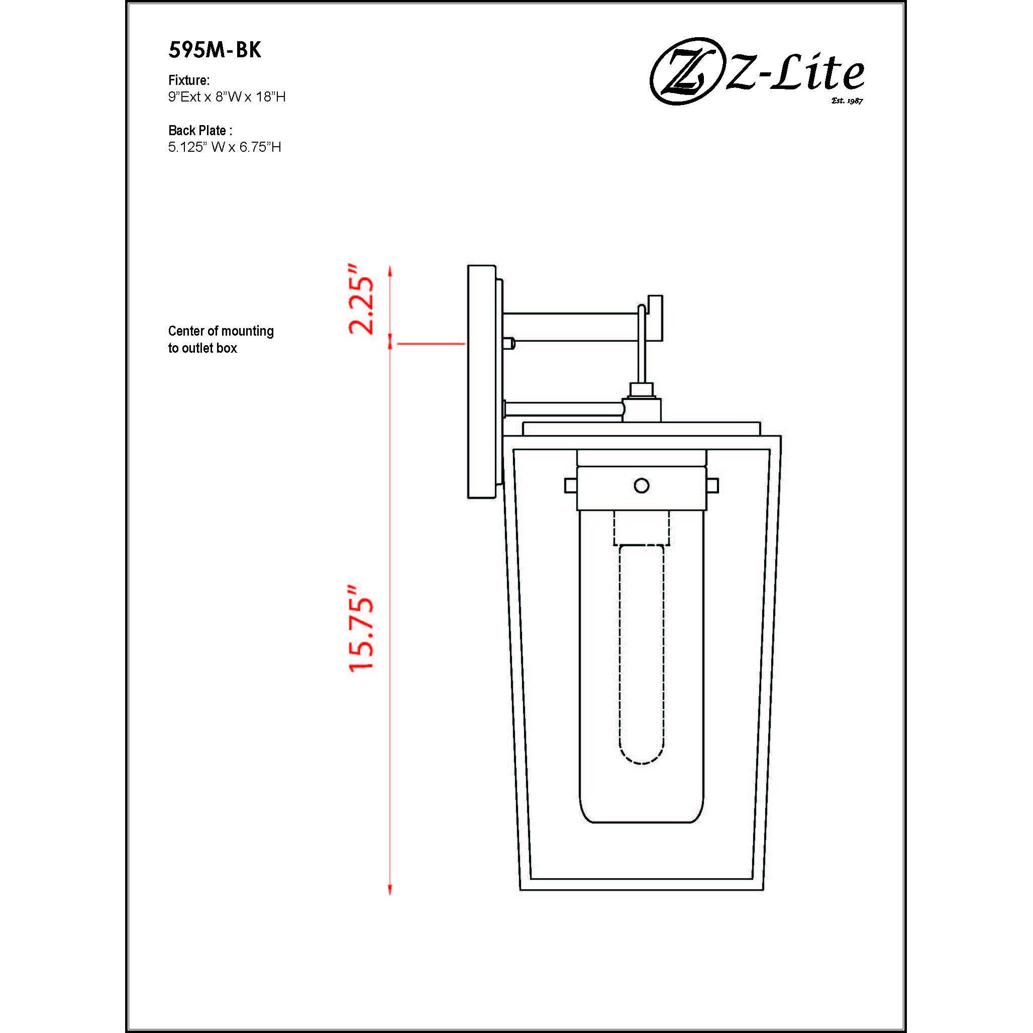 Sheridan 1 Light 18 inch Black Outdoor Wall Light