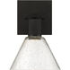 Port Nine Wall Sconce Wall Light in Matte Black, Seeded