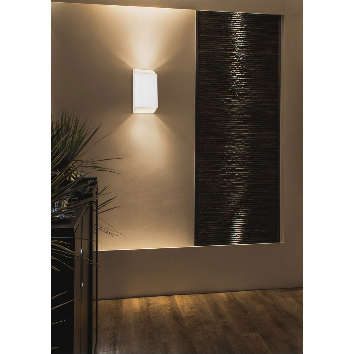 Ambiance LED 7 inch Gloss White ADA Wall Sconce Wall Light, Open Top and Bottom Fixture, Tapered Rectangle
