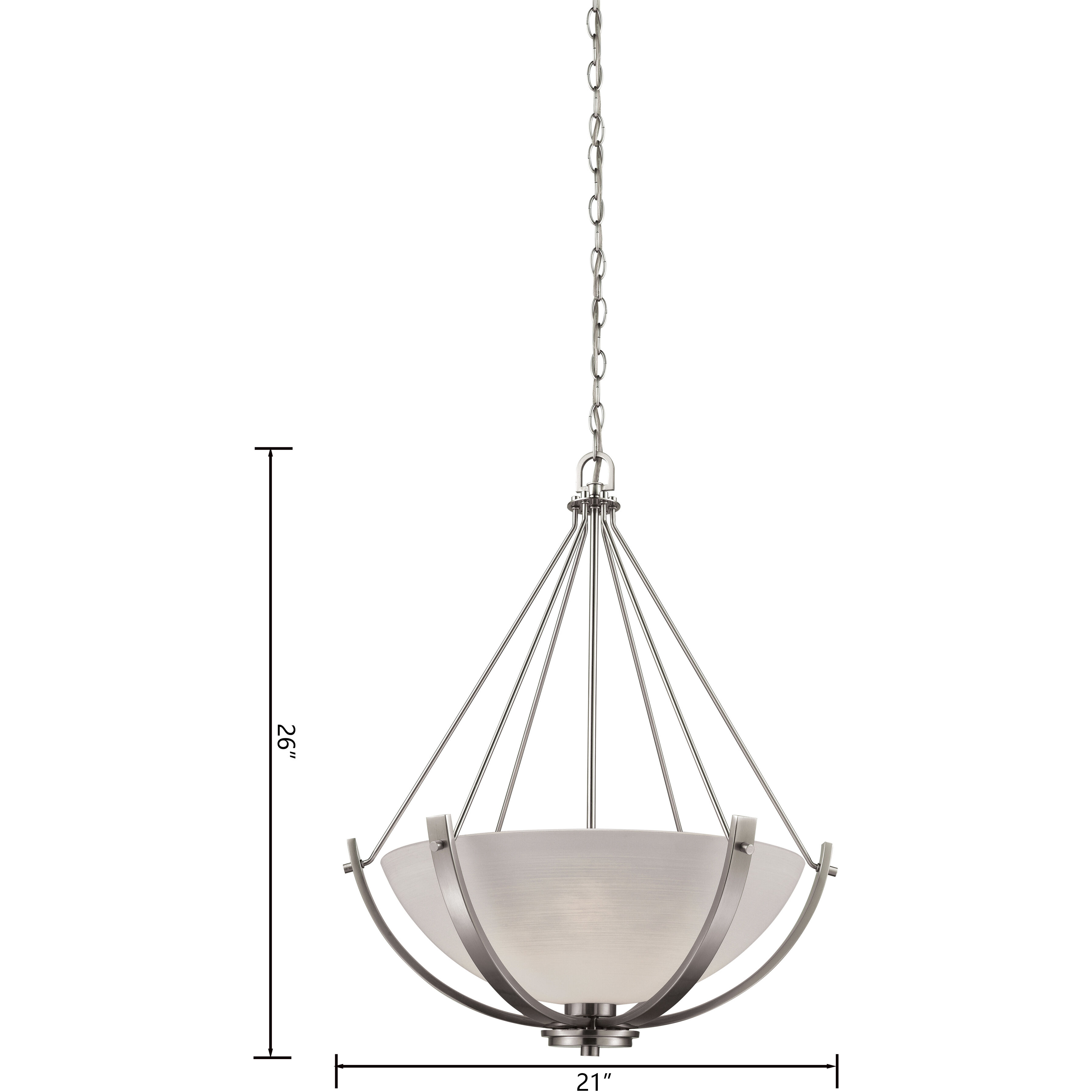Casual Mission 3 Light 21 inch Brushed Nickel Chandelier Ceiling Light