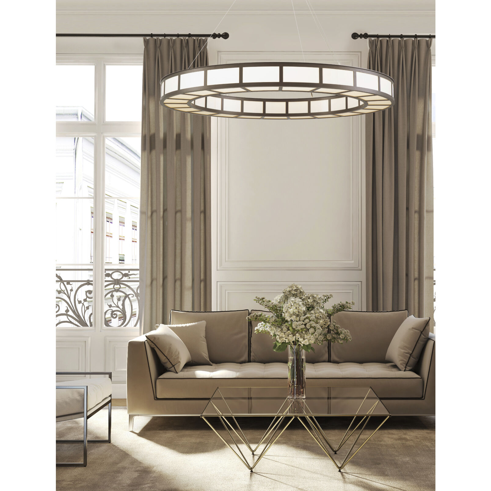 Carlyle LED 35.5 inch Matte Black Chandelier Ceiling Light, Metro