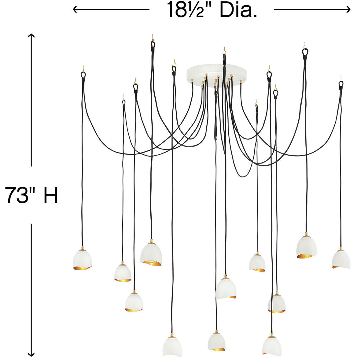 Lisa McDennon Nula 12 Light 18.5 inch Shell White with Gold Leaf Indoor Chandelier Ceiling Light