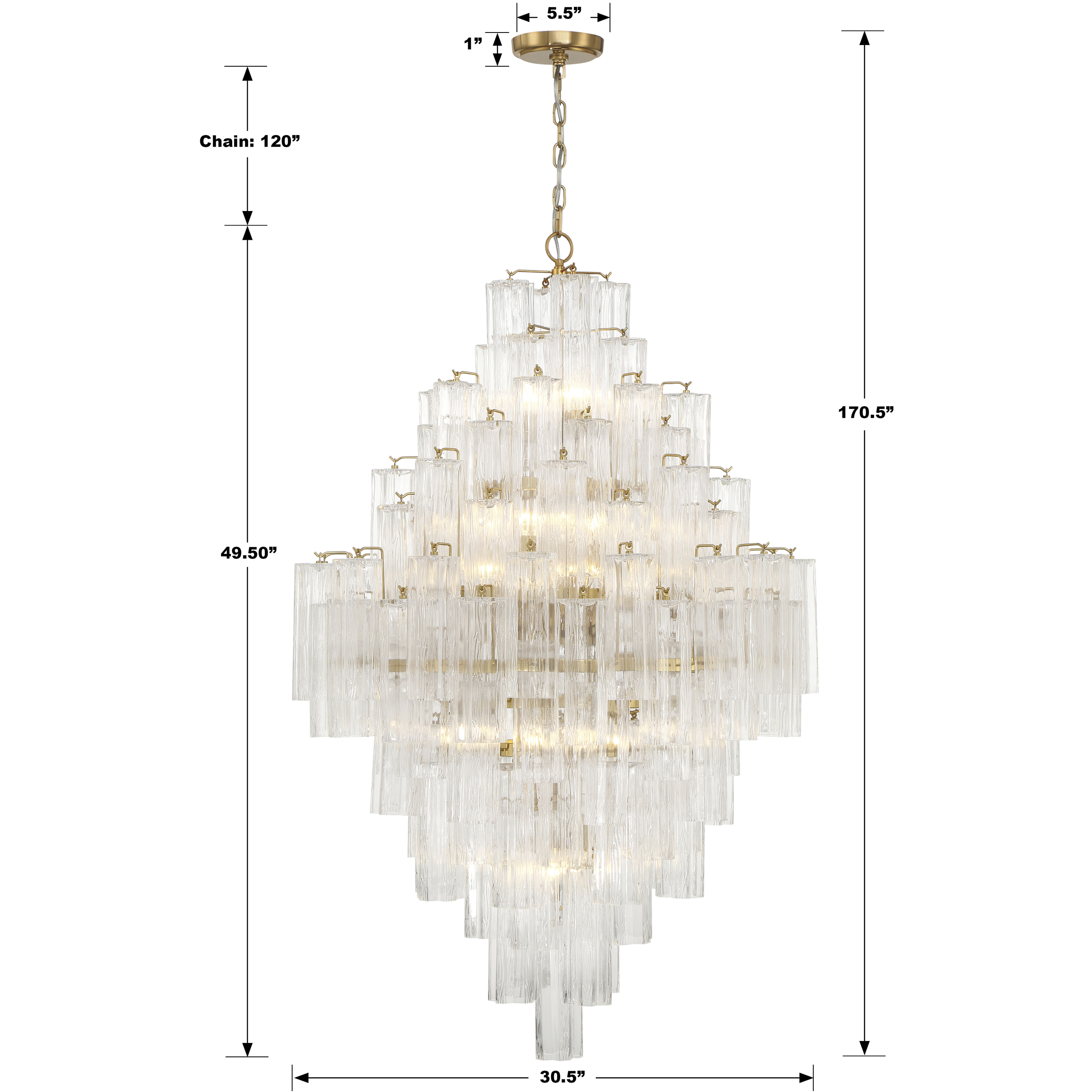 Addis 20 Light 31.5 inch Aged Brass Chandelier Ceiling Light in Clear