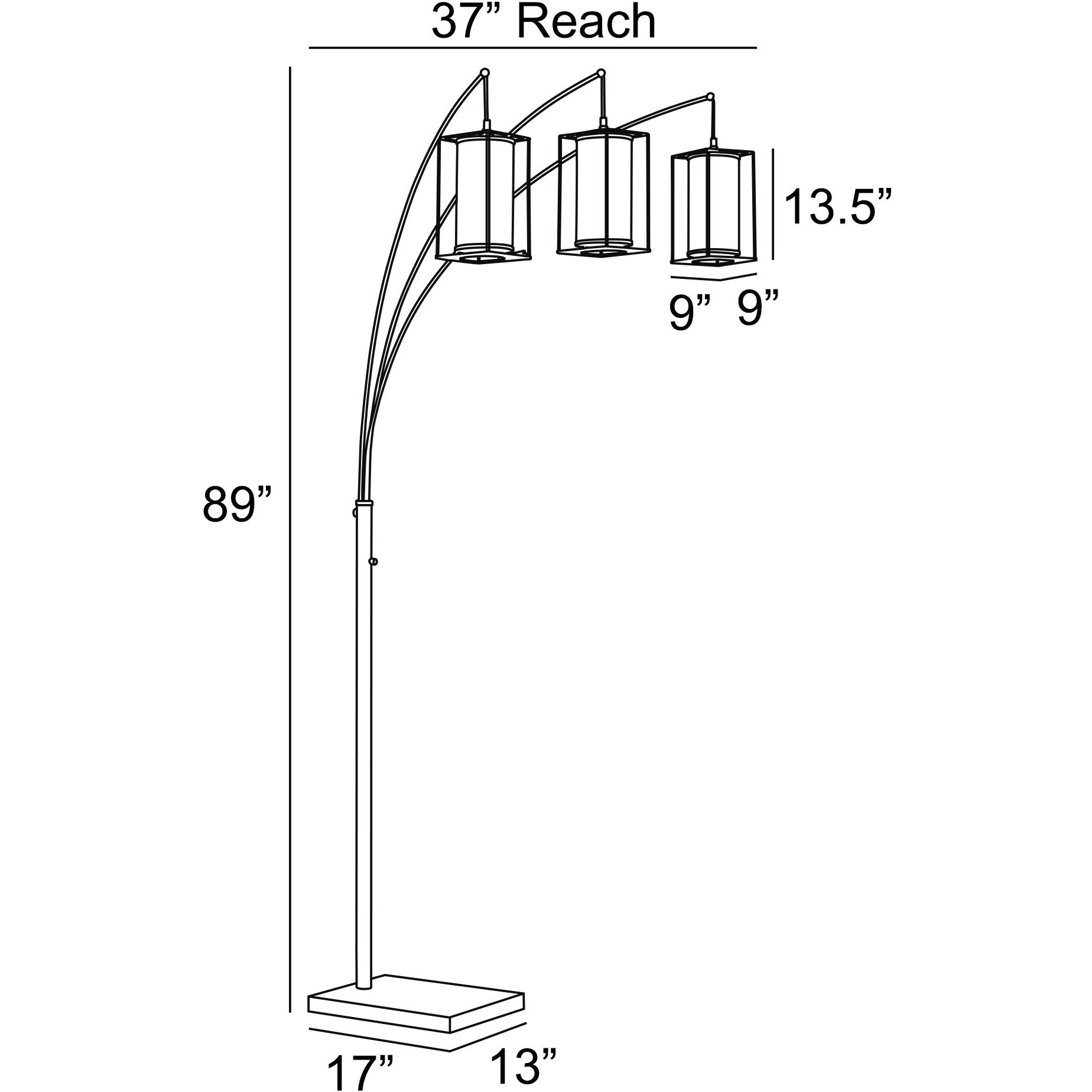 Stein 89 inch 40.00 watt Black Arc Lamp Portable Light