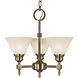 Taylor 3 Light 17 inch Antique Brass with White Marble Glass Shade Mini Chandelier Ceiling Light