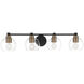Keyport 4 Light 35 inch Sand Coal/Natural Brushed Br Bath Light Wall Light