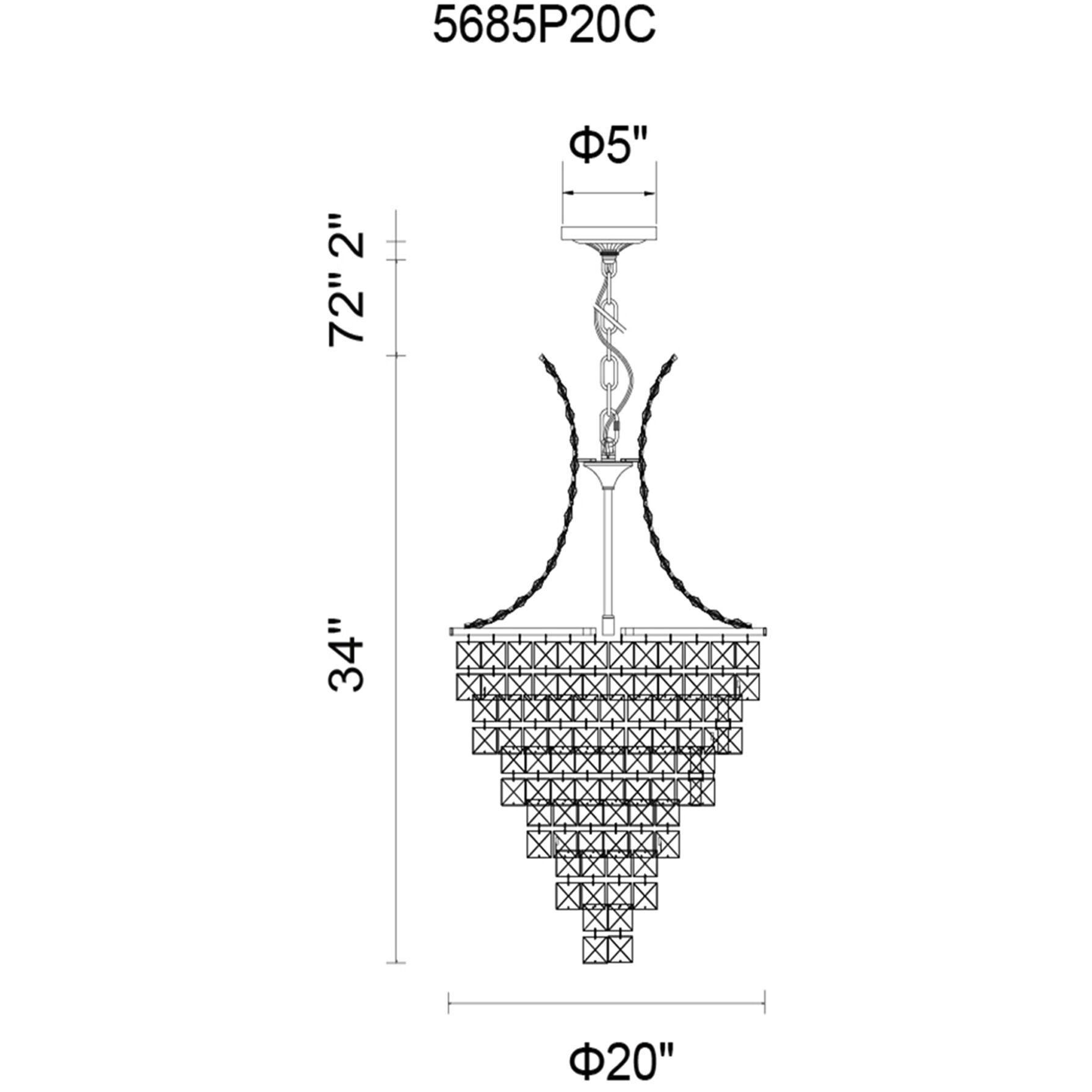Chique 12 Light 20 inch Chrome Chandelier Ceiling Light