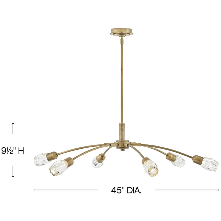 Atera LED 45 inch Heritage Brass Chandelier Ceiling Light, Single Tier