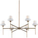 Etiquette 6 Light 40.5 inch Antique Brass/White Chandelier Ceiling Light
