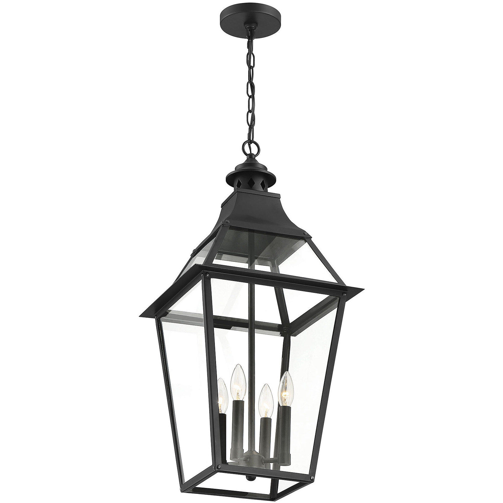 Jackson 4 Light 14 inch Black with Gold Highlights Outdoor Hanging Lantern