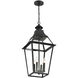 Jackson 4 Light 14 inch Black with Gold Highlights Outdoor Hanging Lantern
