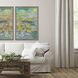 Reeds and Lilies Turquoise and Green and Pink and Multi Framed Art
