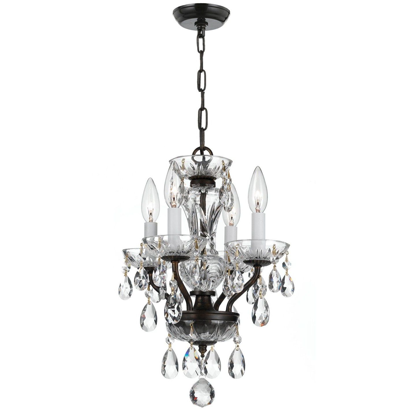 Welton 4 Light 11 inch English Bronze Mini Chandelier Ceiling Light in Clear Spectra