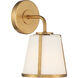 Fulton Bath Sconce Wall Light in Antique Gold, White
