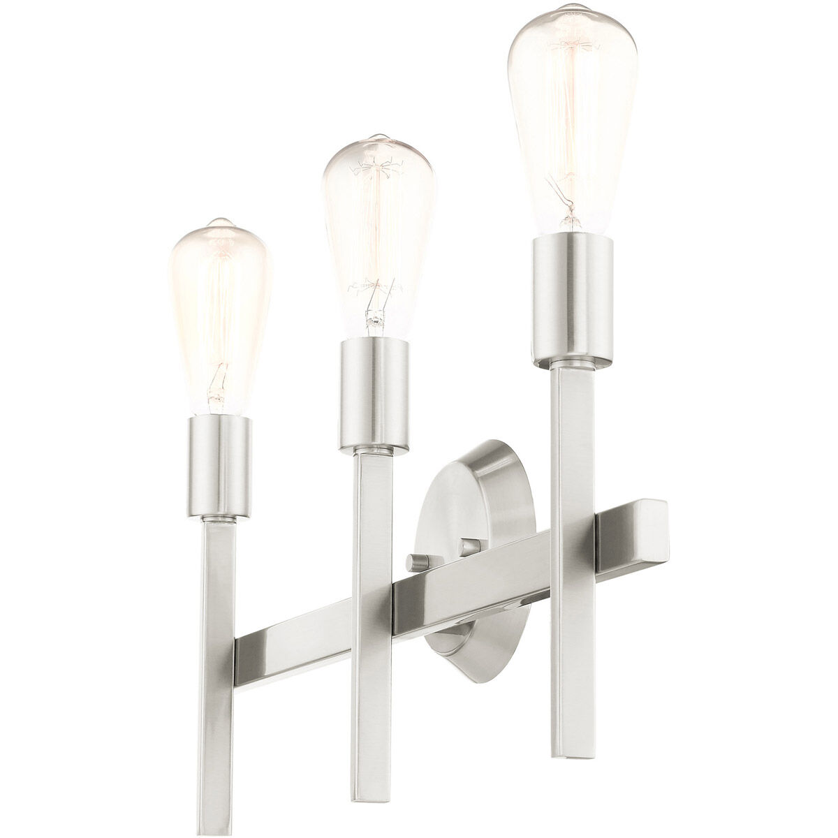 Prague 3 Light 23.5 inch Brushed Nickel Vanity Sconce Wall Light