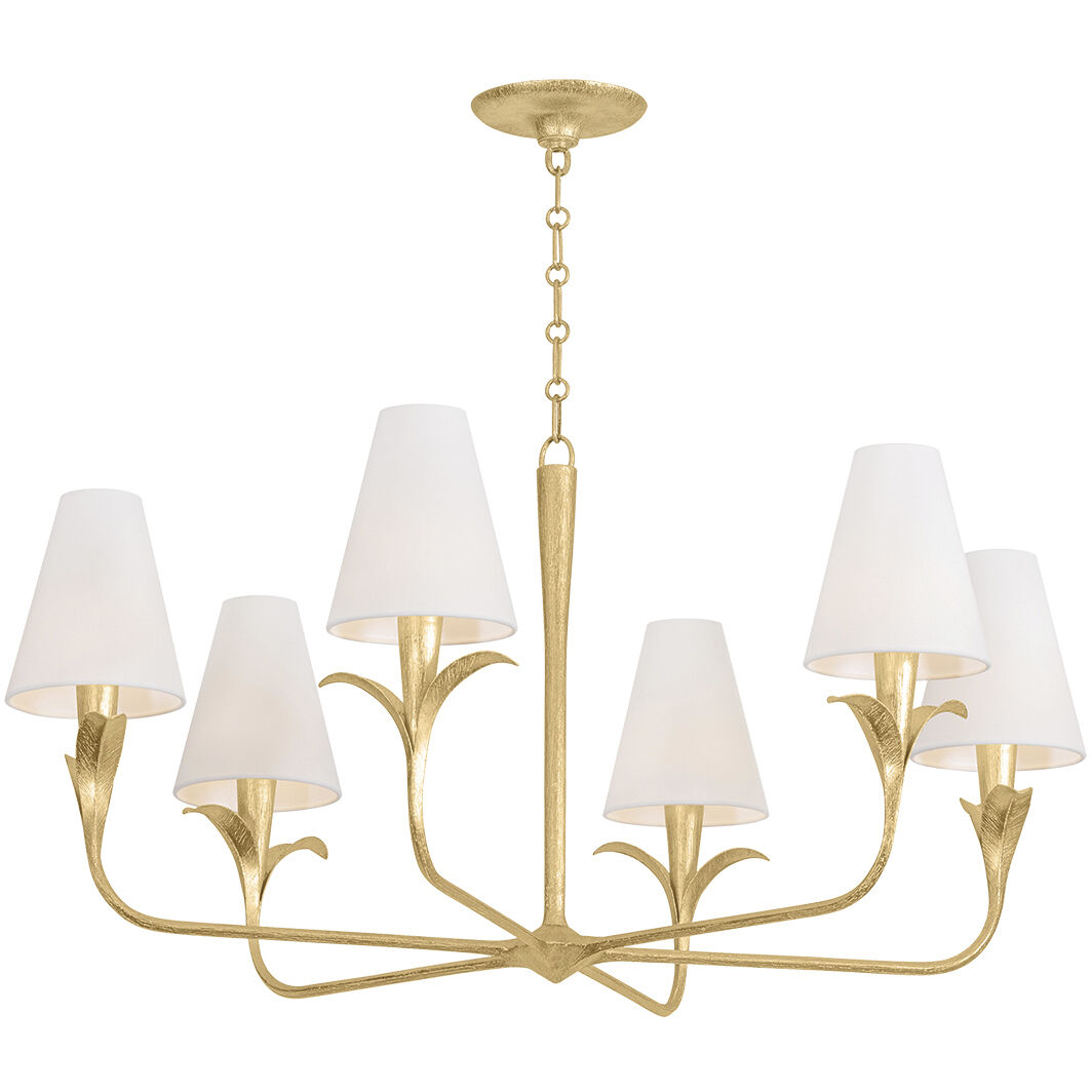 Quill 6 Light 40 inch Gilded Ivory Chandelier Ceiling Light