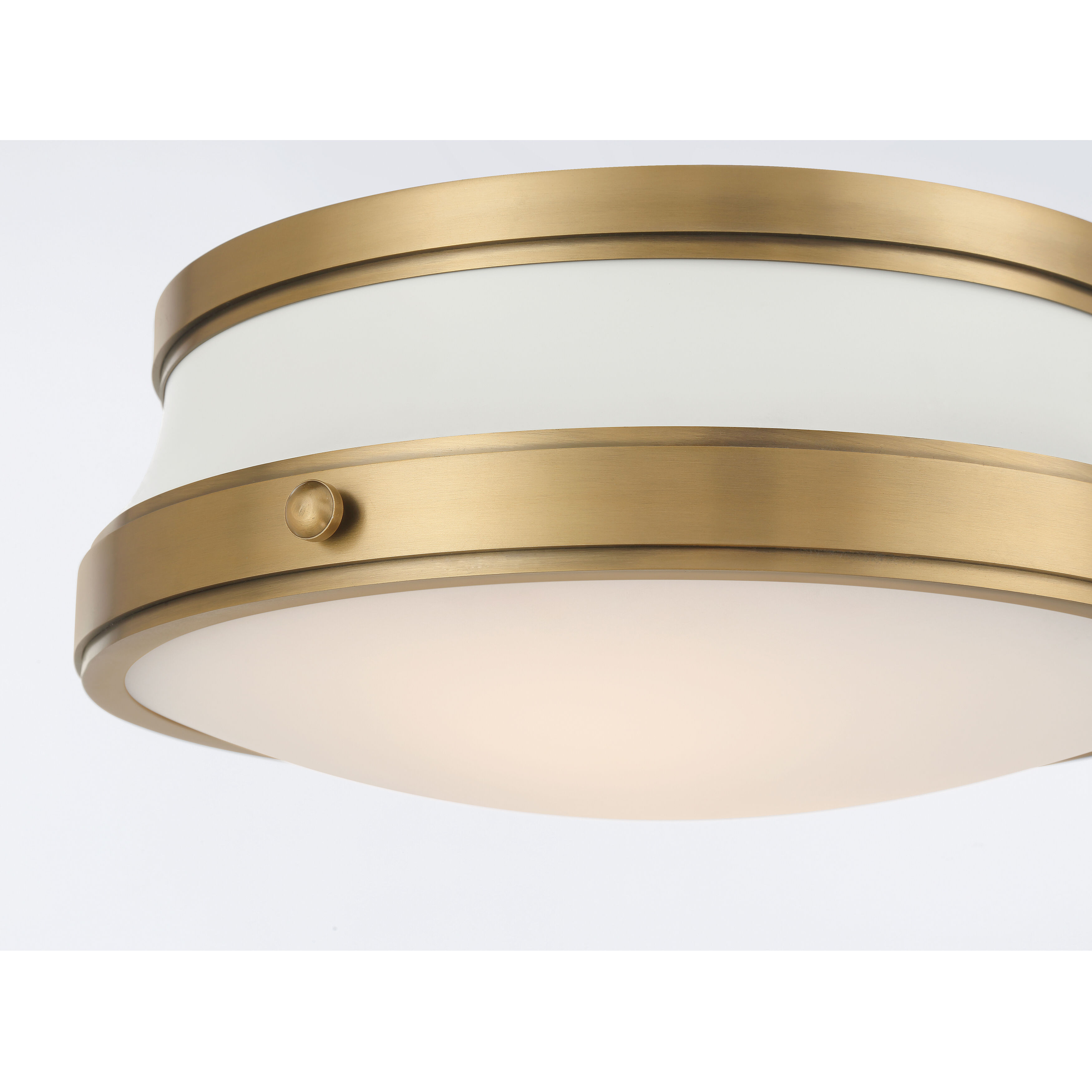 Purelight 2 Light 15 inch Legacy Brass Flush Mount Ceiling Light in Legacy Brass and Off White