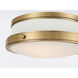 Purelight 2 Light 15 inch Legacy Brass Flush Mount Ceiling Light in Legacy Brass and Off White