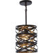 Vortic Flow 1 Light 8.5 inch Dark Bronze/Mosaic Gold Mini Pendant Ceiling Light