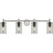 Crown Point 4 Light 33.88 inch Satin Nickel Bath Vanity Light Wall Light in Light Smoke Glass