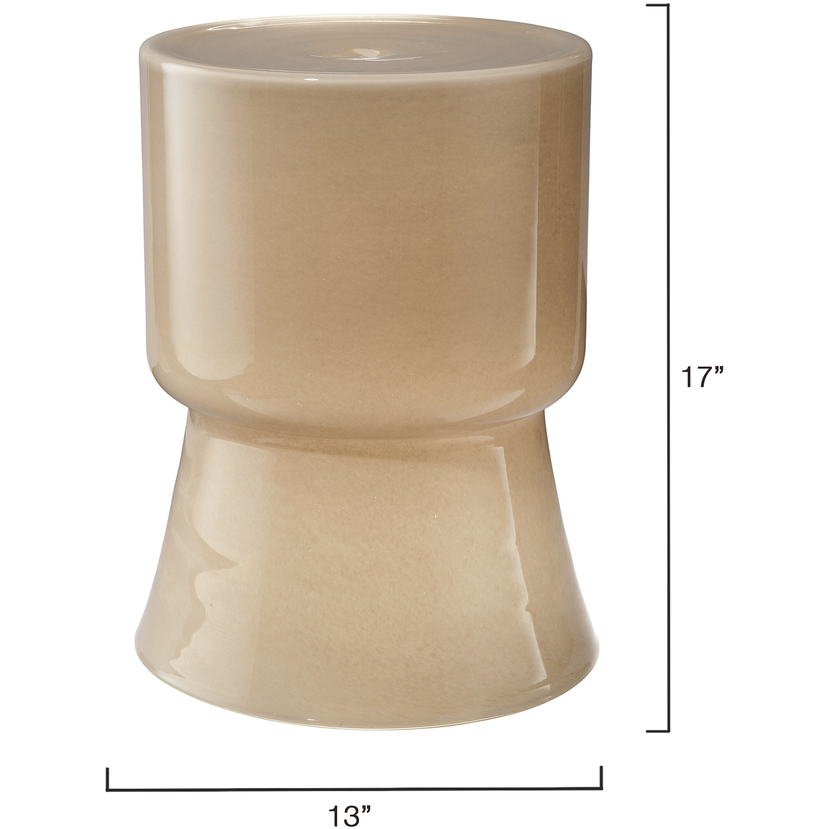 Huntington 17 inch Taupe Glass Garden Stool