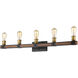 Kirkland 5 Light 38 inch Rustic Mahogany Vanity Wall Light