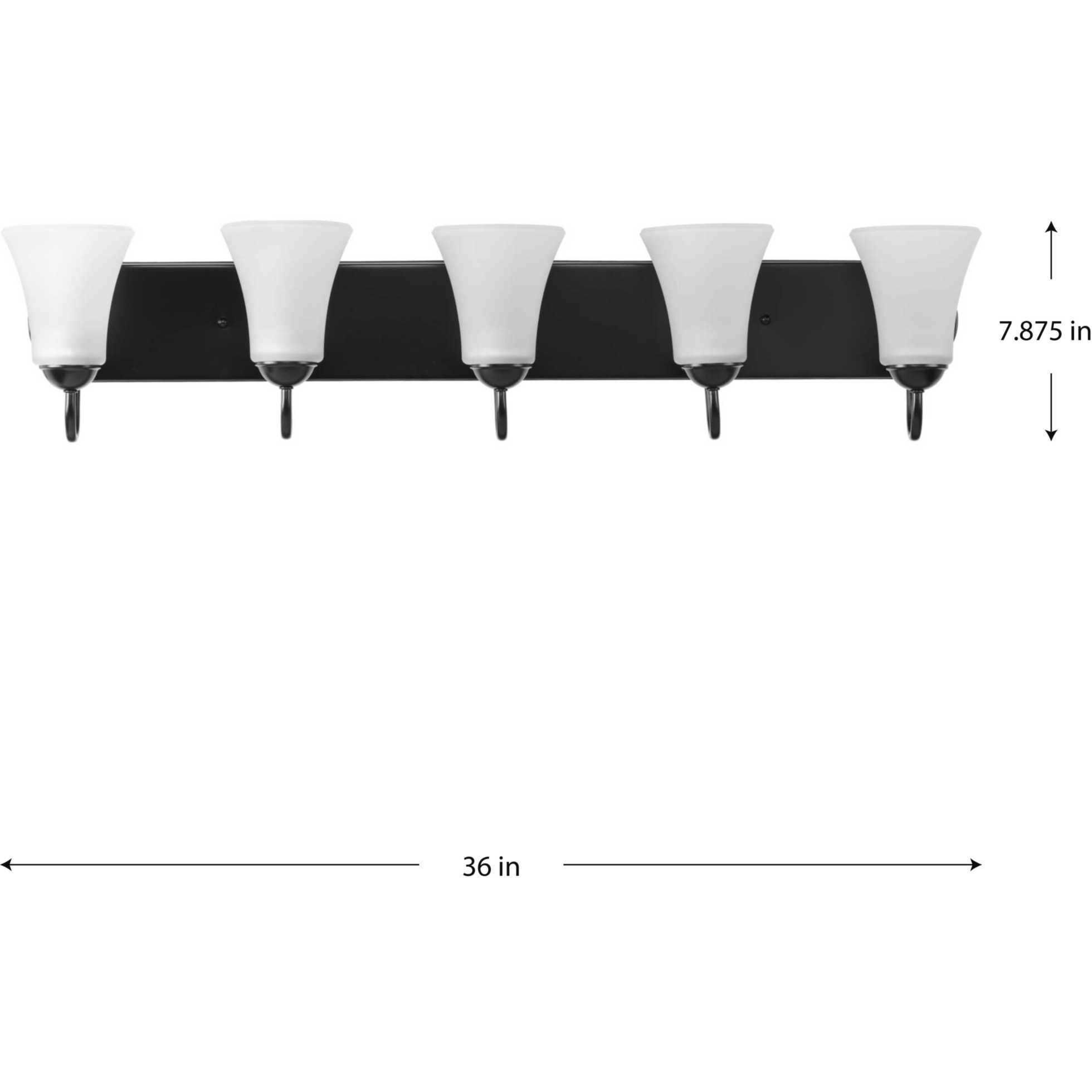 Classic 5 Light 36 inch Matte Black Bath Vanity Wall Light