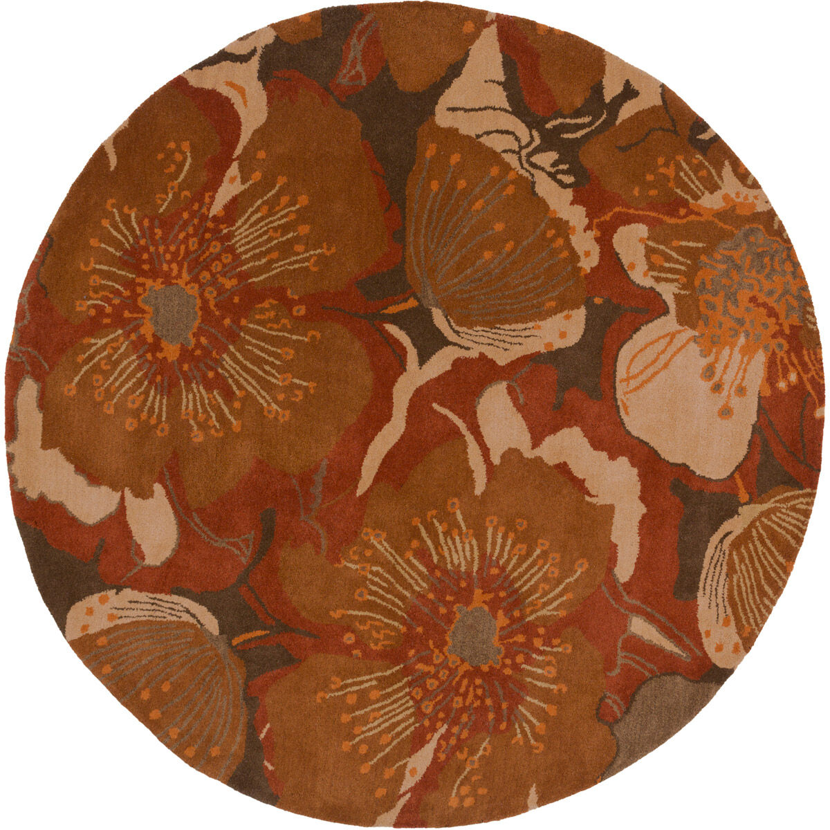 Athena 117 inch Red and Brown Area Rug, Wool