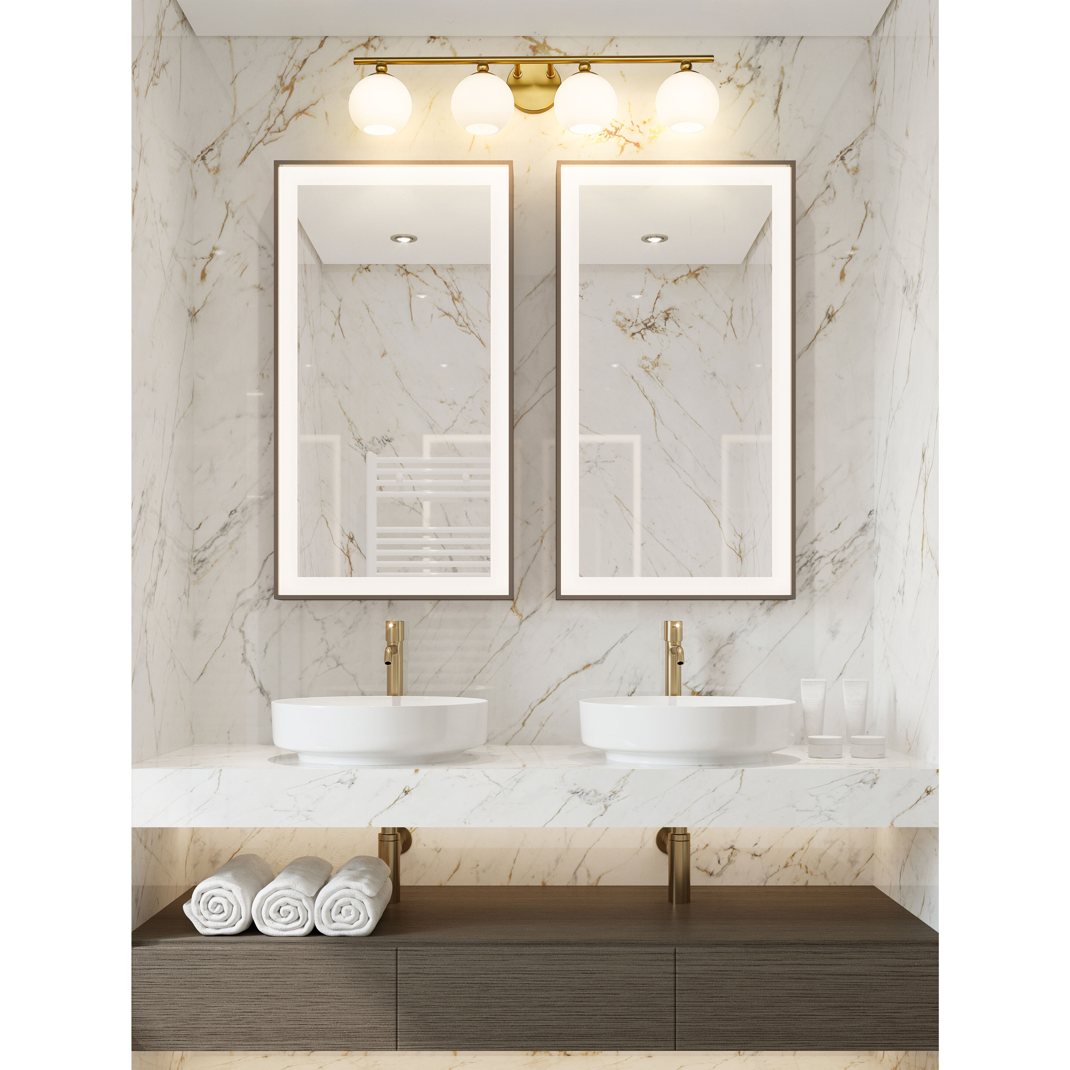 Neoma 4 Light 30 inch Modern Gold Vanity Wall Light