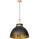 Pruitt 3 Light 21 inch Matte Black and Aged Brass Pendant Ceiling Light