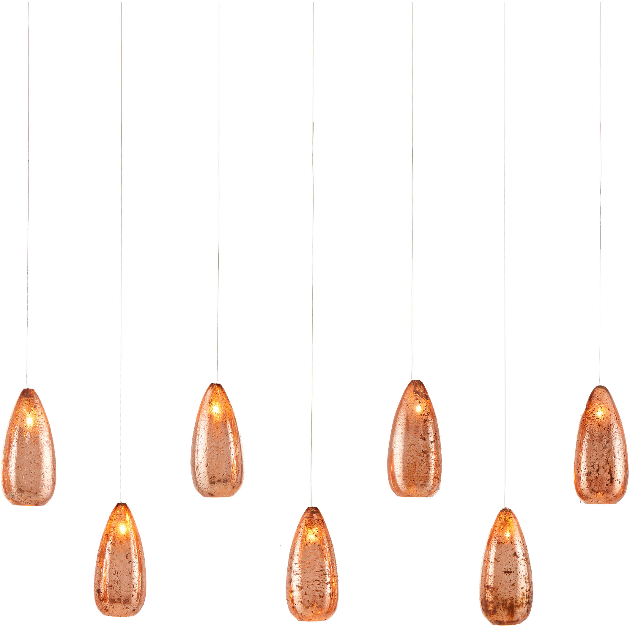 Rame 7 Light 58 inch Copper and Silver Multi-Drop Pendant Ceiling Light