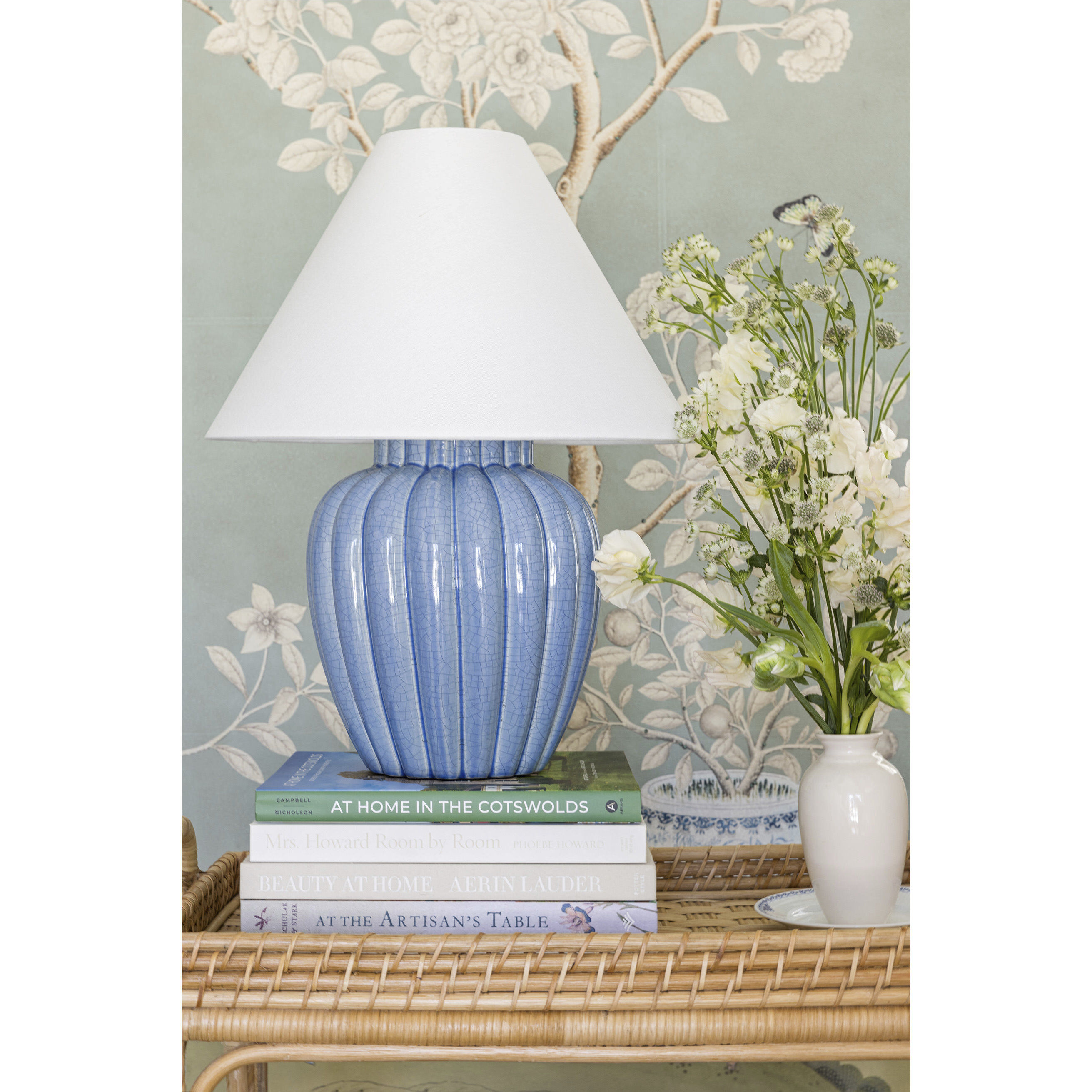 Clarendon 20 inch 60.00 watt Aged Brass and Blue Table Lamp Portable Light