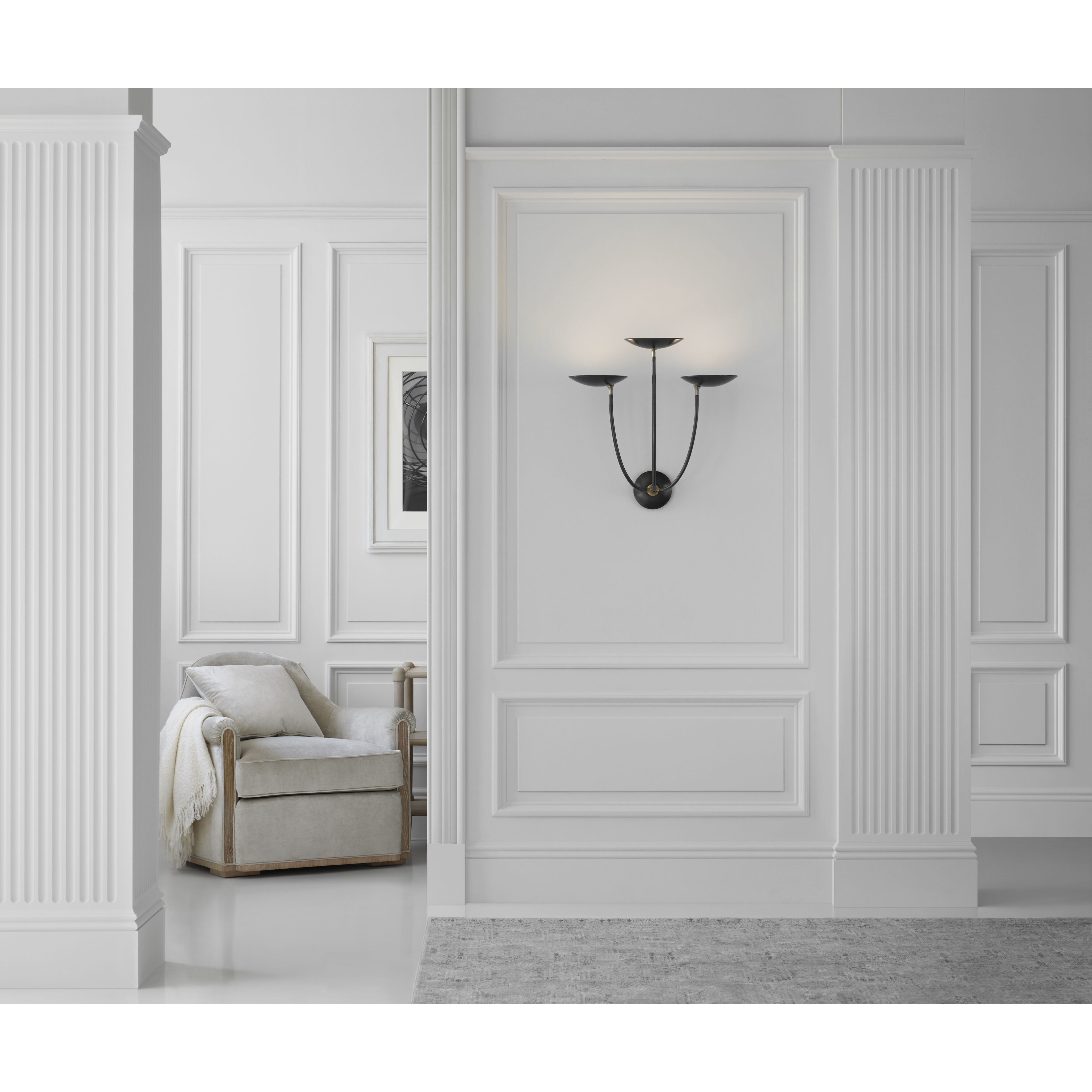 Thomas O'Brien Keria LED 22 inch Bronze and Hand-Rubbed Antique Brass Triple Sconce Wall Light, Large