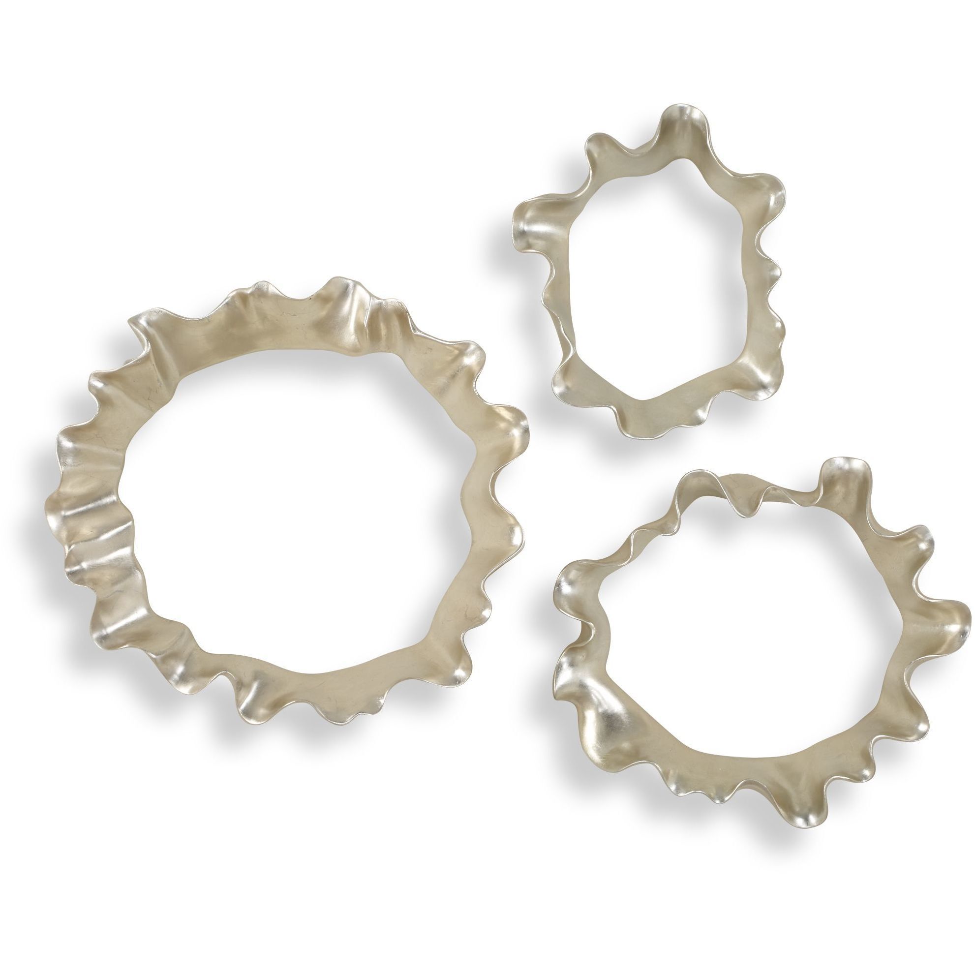 Ripple Effect Silver Leaf Wall Art, Set of 3