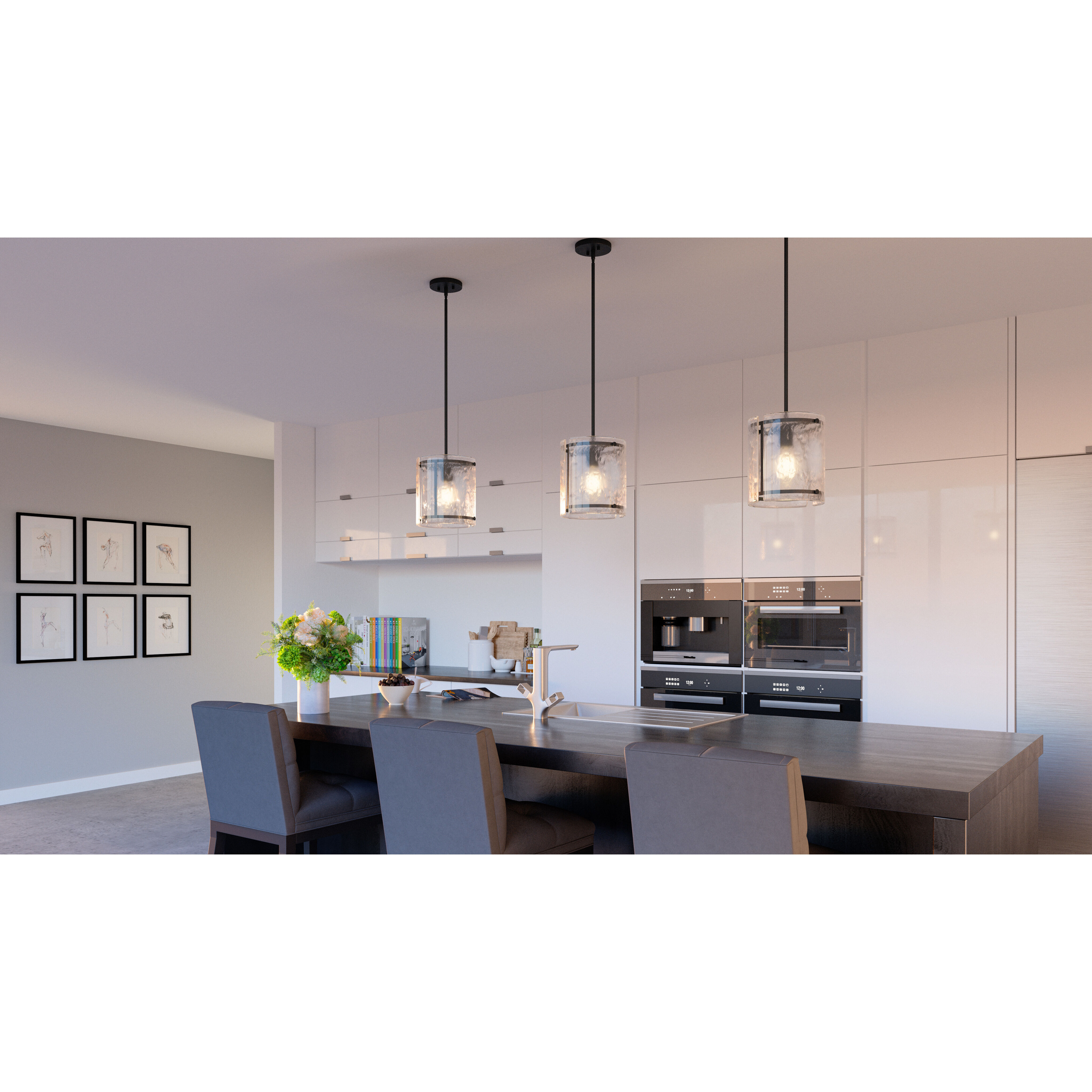 Fortress 1 Light 9.25 inch Earth Black Mini Pendant Ceiling Light