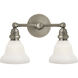 Chapman & Myers Boston 2 Light 14.5 inch Antique Nickel Double Bath Light Wall Light in White