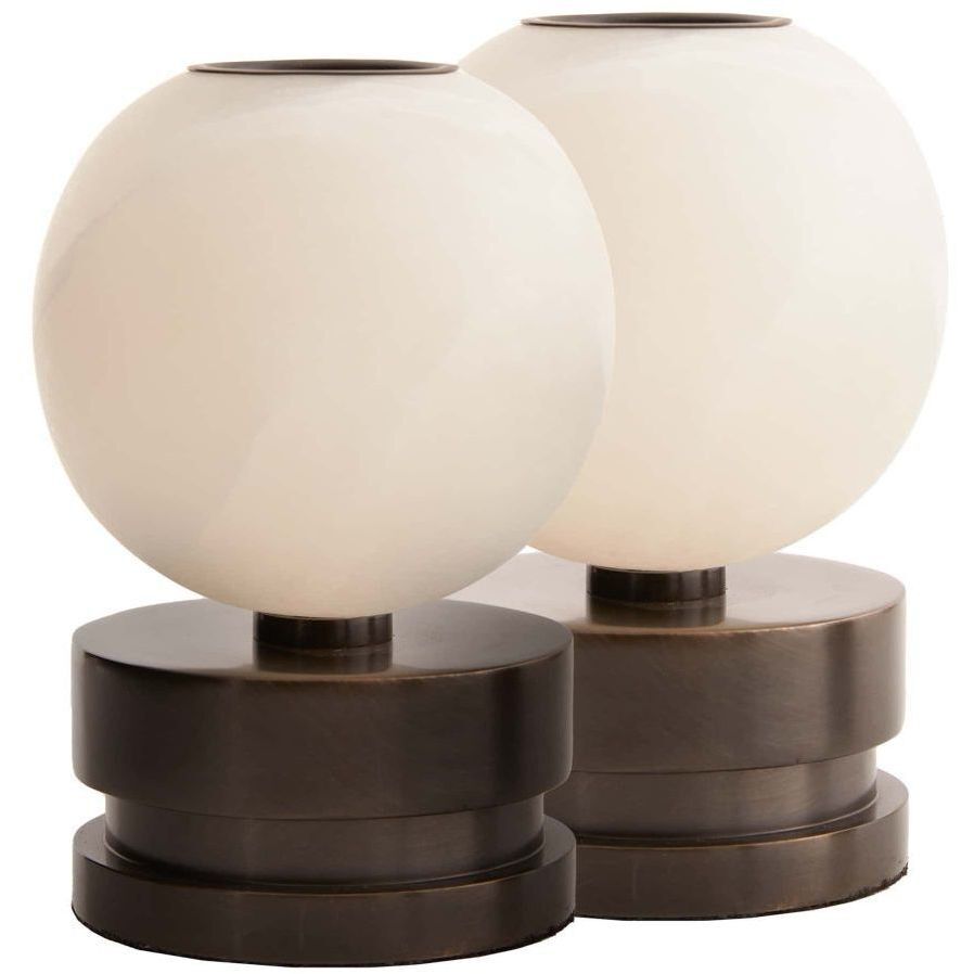 Pluto White Candleholders, Set of 2