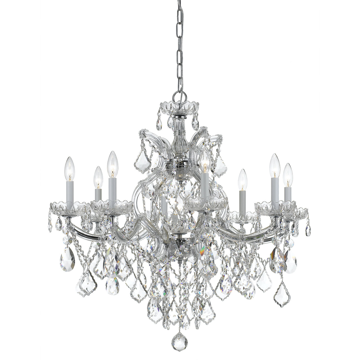 Maria Theresa 9 Light 28 inch Polished Chrome Chandelier Ceiling Light in Clear Hand Cut
