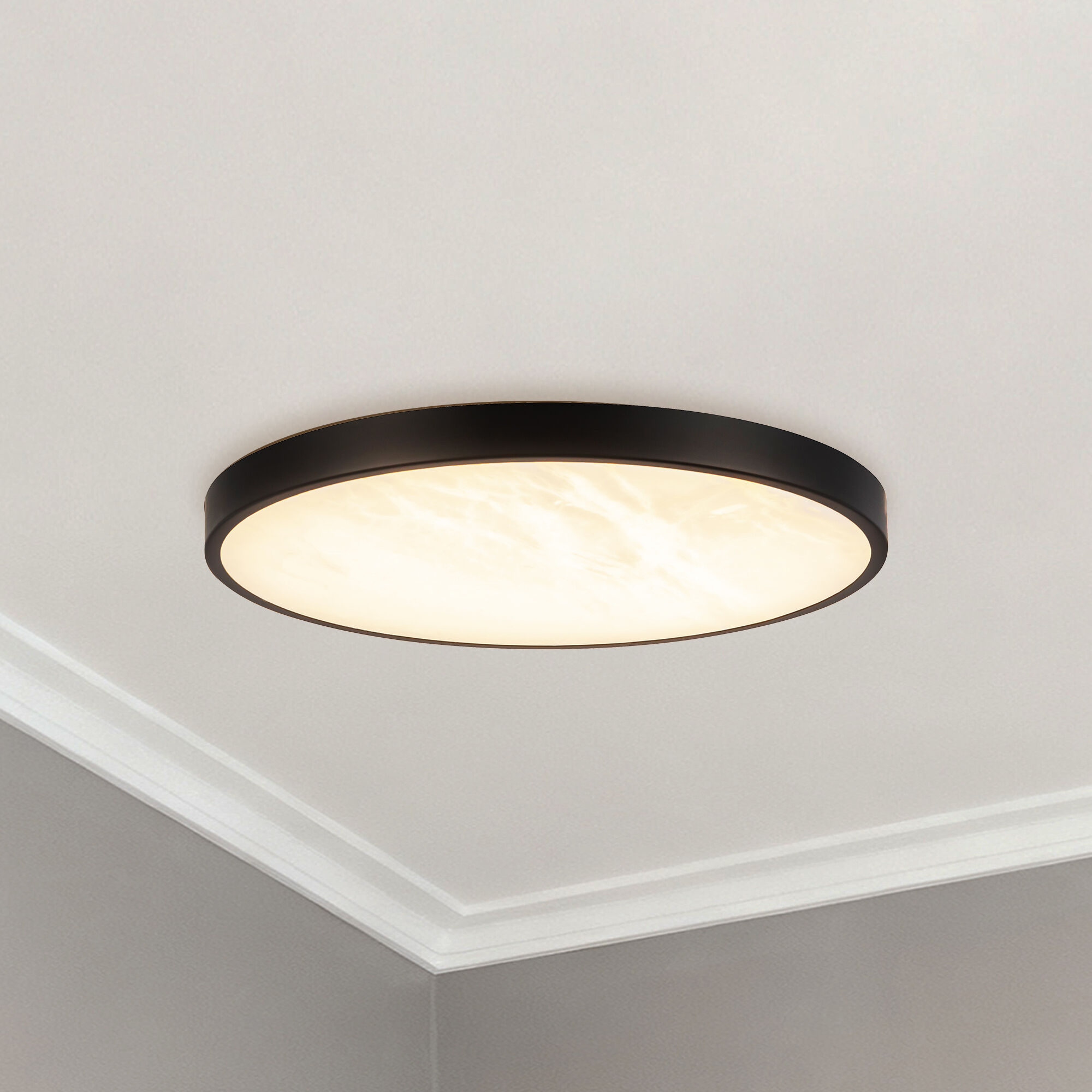 Alora Mood Evelyn 11.88 inch Matte Black and Alabaster Flush Mount Ceiling Light