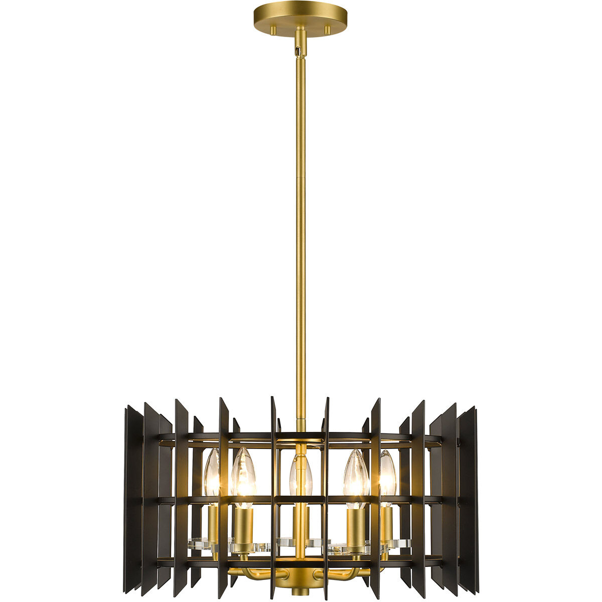 Haake 5 Light 17.38 inch Satin Brass Pendant Ceiling Light