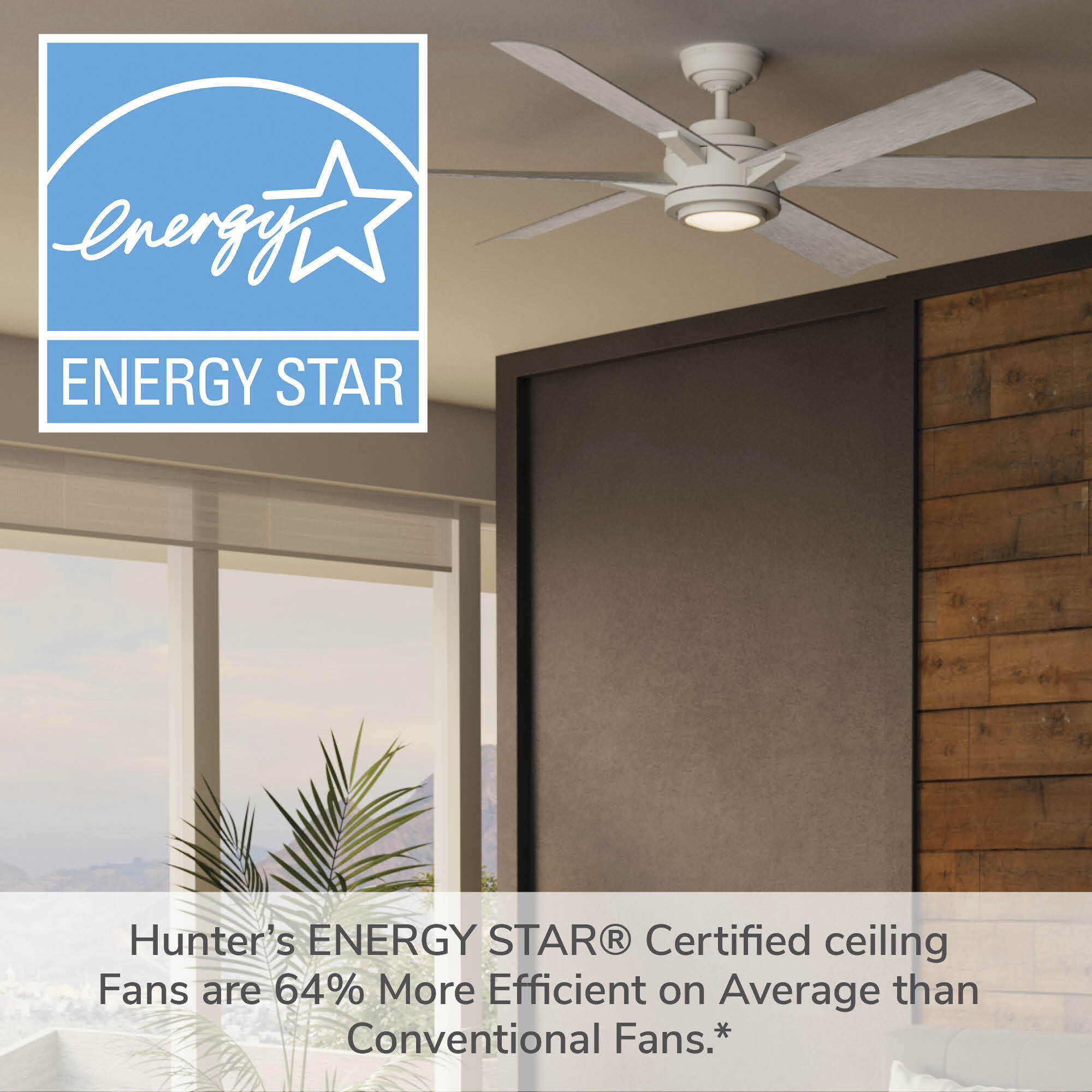 Melia 65 inch Fresh White with White Washed Oak Blades Outdoor Ceiling Fan