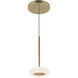 Stephord Pendant Ceiling Light in Frosted Glass Shade, Metallic Brass