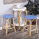 Tobias Blue & White Rattan Bar Stool