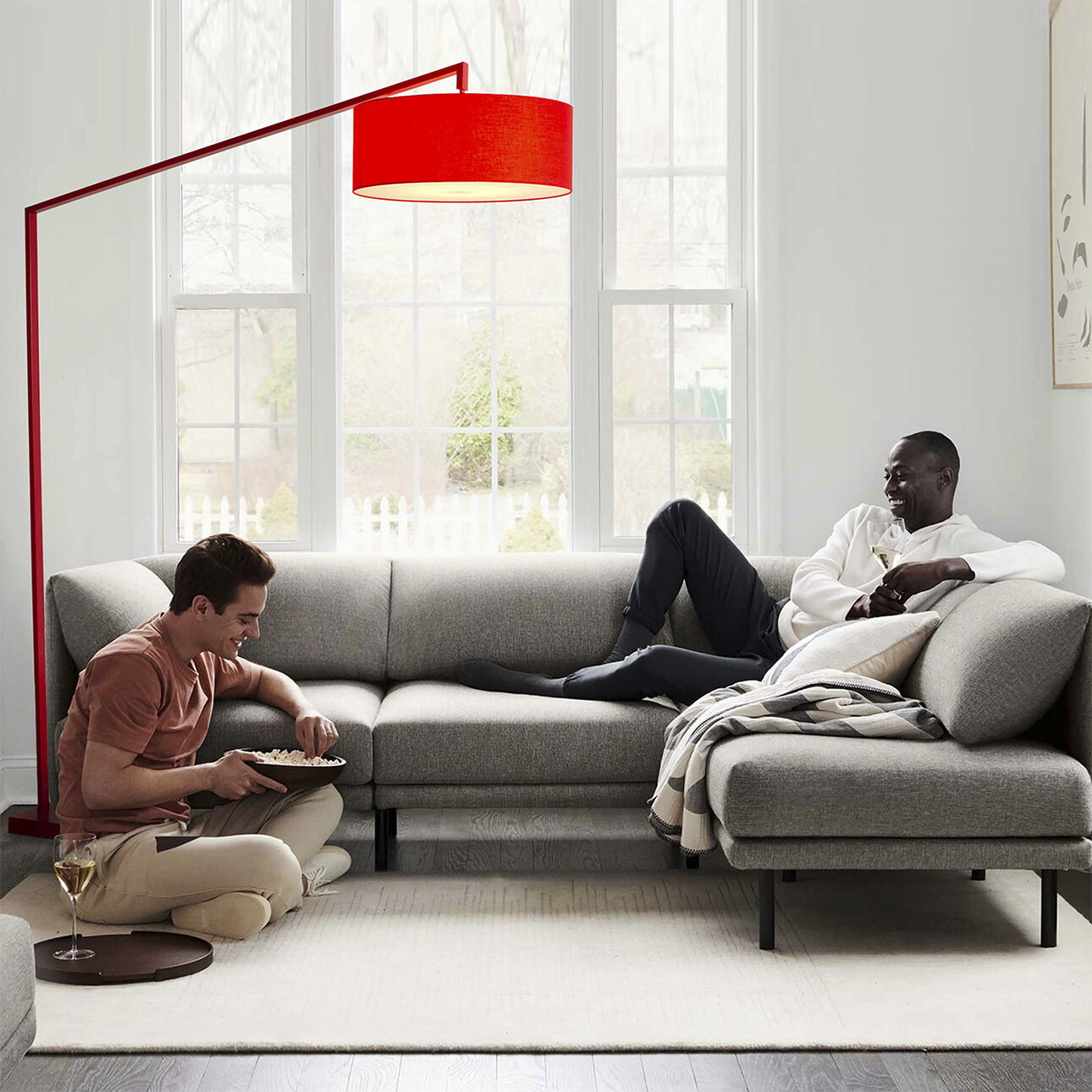 Stretch 87 inch 14.00 watt Red Arc Floor Lamp Portable Light