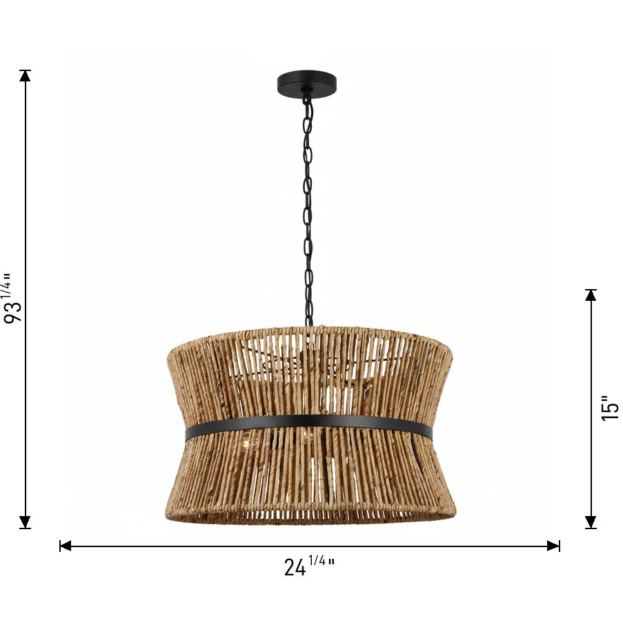Drew & Jonathan Thurlo 3 Light 24.25 inch Midnight Black Hanging Shade Ceiling Light, Medium
