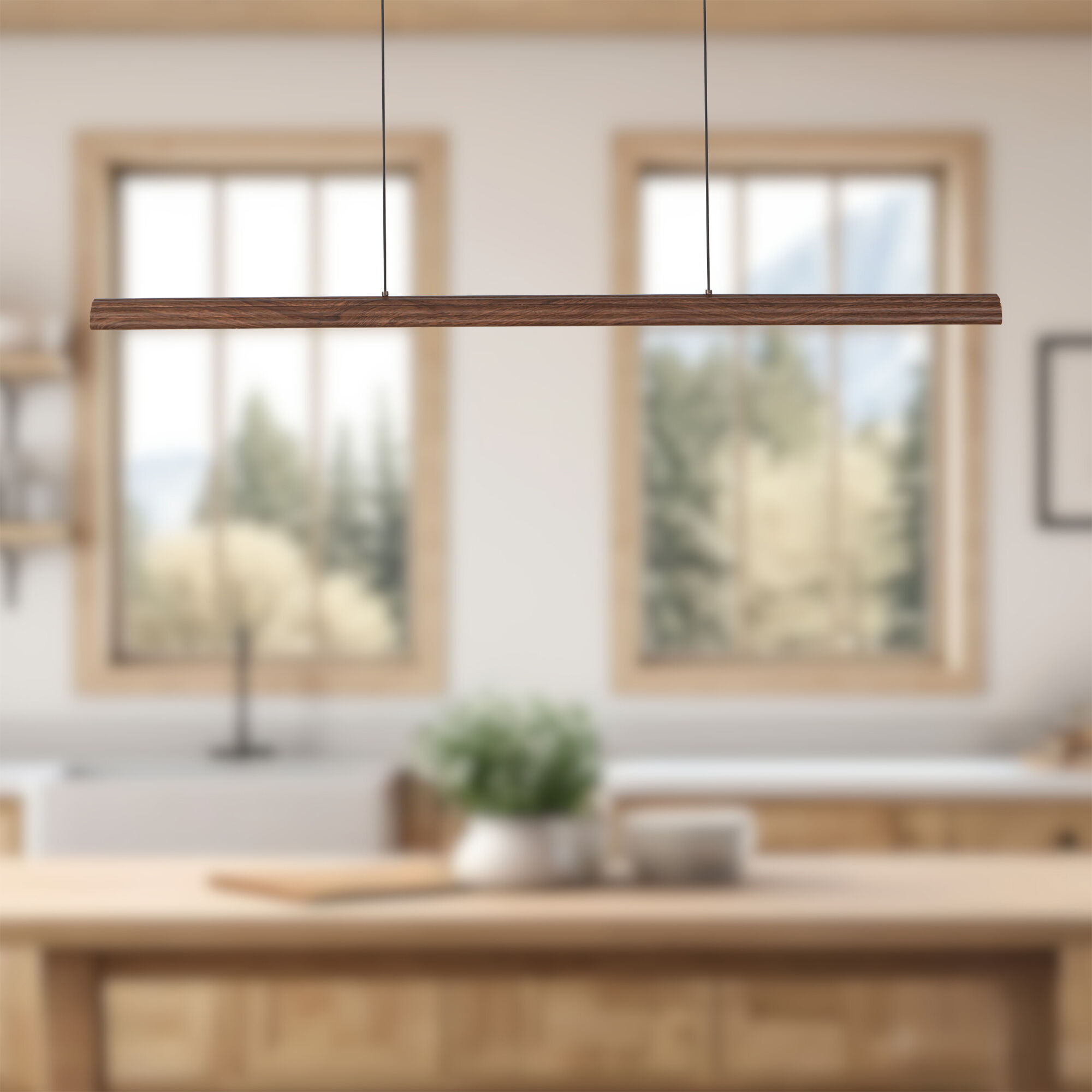 Alora Mood Dottie 48 inch Walnut Linear Pendant Ceiling Light