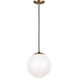Leo - Hanging Globe 1 Light 10 inch Satin Brass Pendant Ceiling Light